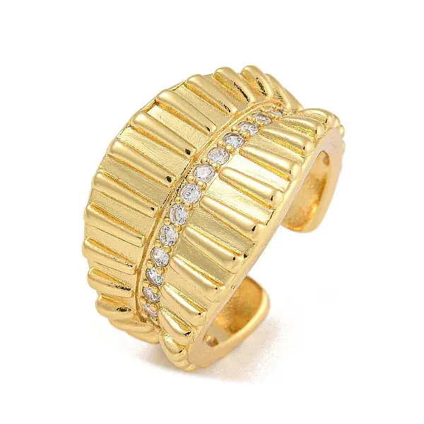 Brass Micro Pave Cubic Zirconia Cuff Rings