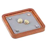 Square Wood Jewelry Storage Tray with Microfiber Fabric Mat Inside
