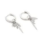 Clear Cubic Zirconia Leaf Dangle Hoop Earrings