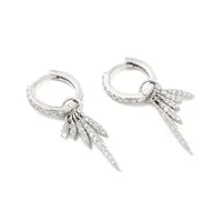 Clear Cubic Zirconia Leaf Dangle Hoop Earrings