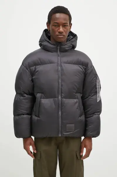 Bunda Alpha Industries Cloud Puffer Bomber pánská, šedá barva, zimní, oversize, 148130