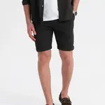 Ombre Men's knit shorts with rolled up legs - black
