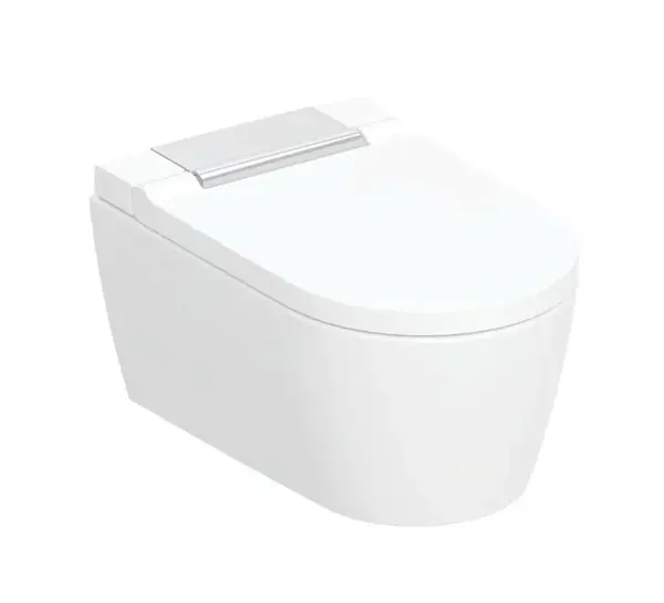 Geberit AquaClean - Elektronický bidet Sela s keramikou, závěsný, TurboFlush, SoftClosing, KeraTect, bílá/lesklý chrom 146.220.21.1