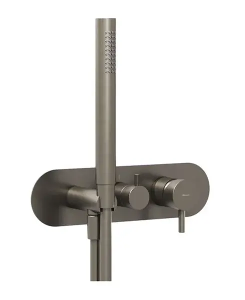 Ravak Espirit - Baterie pod omítku, pro 3 spotřebiče, s příslušenstvím, kartáčovaný grafit X070319