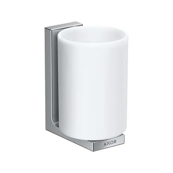 Axor Universal Rectangular - Sklenka na kartáčky a pastu s držákem, bílá/chrom 42604000