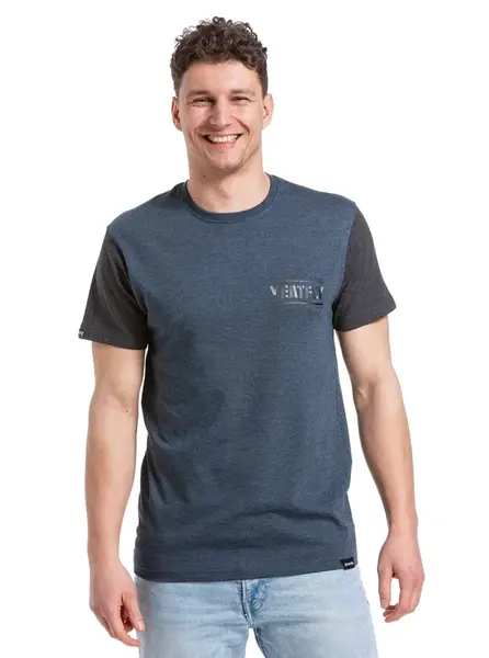 Meatfly pánské tričko Pitstop Navy Heather/Charcoal Heather | Modrá | Velikost S