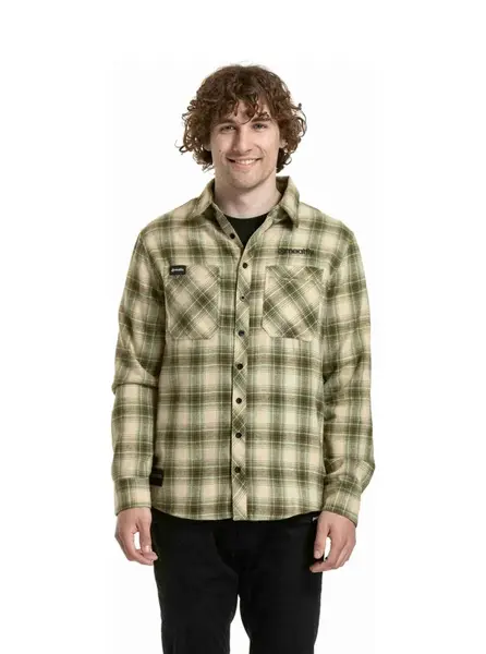 Meatfly pánská košile Kurt Green / Beige | Zelená | Velikost M