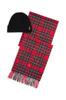 Vlněná čepice a šála Polo Ralph Lauren tmavomodrá barva, 449959530