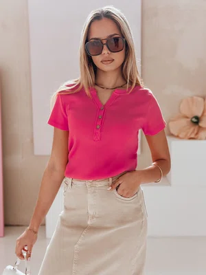 Bluzka damska one size prążkowana KISS LOOK różowa Dstreet