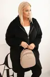 Kesi Włoski Dámský kabát Plus Size z viskózy na zip s kapucí černý