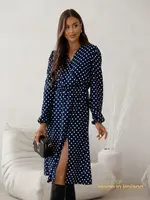 Resti Women's Midi Dress in Polka Dots Midnight Bloom