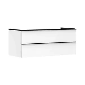 Hansgrohe Xelu Q - Umývadlová skrinka, 50x118x55 cm, 2 zásuvky, lesklá biela/matná čierna 54082670