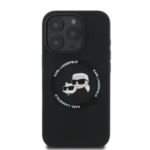 Zadní kryt Karl Lagerfeld Liquid Silicone K&CH Heads MagSafe pro Apple iPhone 16 Pro Max, black