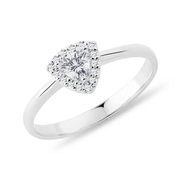 Prsteň z bieleho zlata s diamantom vo výbruse trilión KLENOTA