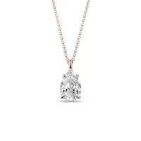 Náhrdelník z ružového zlata s 1ct lab grown diamantom KLENOTA