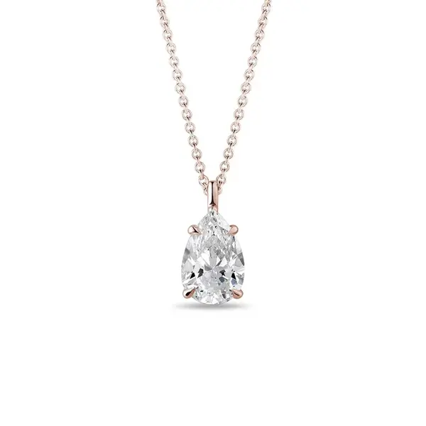 Náhrdelník z ružového zlata s 1ct lab grown diamantom KLENOTA