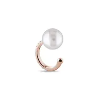 Diamantová ear cuff náušnica z ružového zlata s perlou KLENOTA