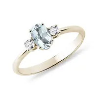 Zlatý prsteň s akvamarínom a diamantmi KLENOTA