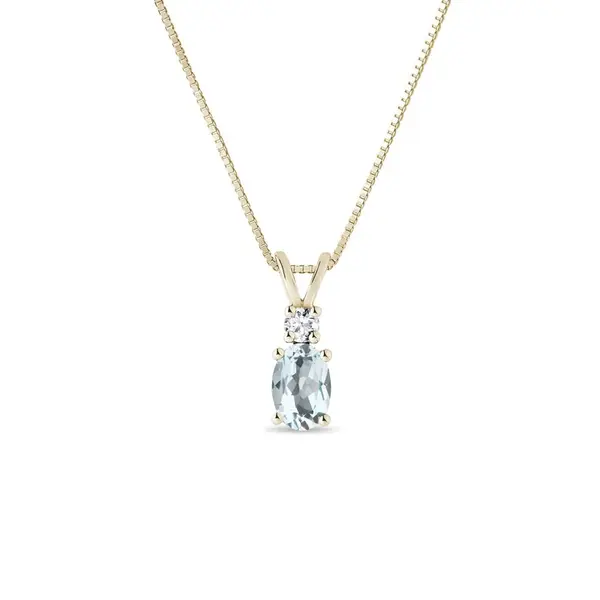 Náhrdelník zo žltého zlata s oválnym akvamarínom KLENOTA