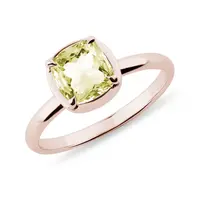 Prsteň z ružového zlata s lemon quartz KLENOTA