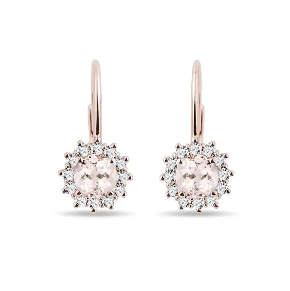 Morganitové náušnice z ružového zlata s briliantmi KLENOTA