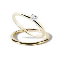 Diamantový minimalistický zásnubný set zo žltého zlata KLENOTA