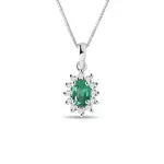 Smaragdový náhrdelník z bieleho zlata s diamantmi KLENOTA