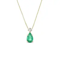 Zlatý náhrdelník so smaragdom a diamantom KLENOTA