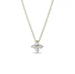 Diamantový náhrdelník čtyřlístek ze žlutého 14k zlata KLENOTA