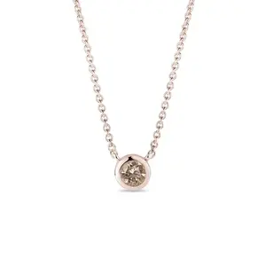 Náhrdelník v růžovém zlatě s champagne diamantem KLENOTA