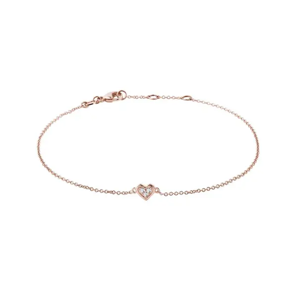 Náramek se srdíčkem a brilianty v růžovém zlatě KLENOTA