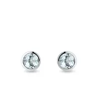 Náušnice pecky s akvamarínem v bílém zlatě KLENOTA