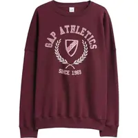 GAP V-LOGO OVERSIZED CREW Dámska mikina, vínová, veľkosť