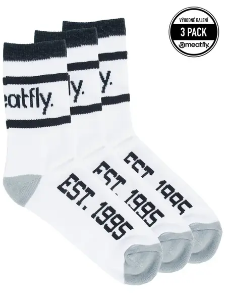 Unisex ponožky meatfly long triple pack bílá s