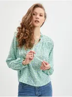 Světle zelená dámská květovaná halenka ORSAY