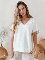 Bluzka damska oversize SHINE LOVE biała Dstreet