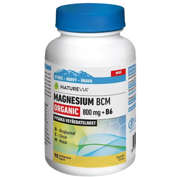 NATUREVIA Magnesium organic BCM 800 mg + B6, 90 kapsúl
