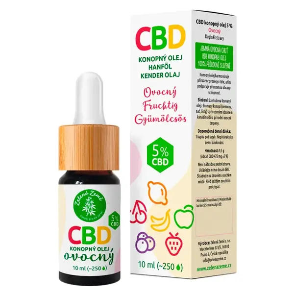 ZELENÁ ZEMĚ CBD kvapky s ovocnou príchuťou 5% 10 ml