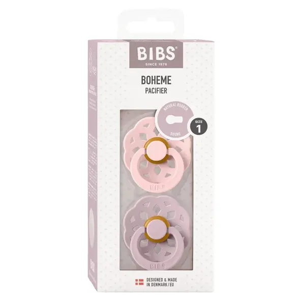 BIBS Boheme Dudlíky z přírodního kaučuku Blossom / Dusky Lilac 2 ks