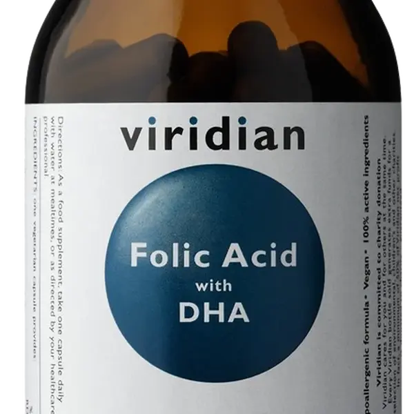 VIRIDIAN Folic Acid with DHA 90 kapslí