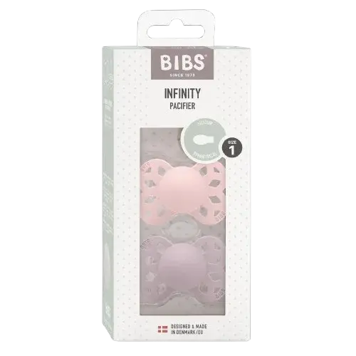 BIBS Infinity anatomické dudlíky ze silikonu, velikost 1, Blossom / Dusky Lilac 2 ks
