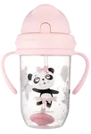 CANPOL BABIES Exotic Animals nevylévací hrneček se slámkou a závažím růžový 270 ml
