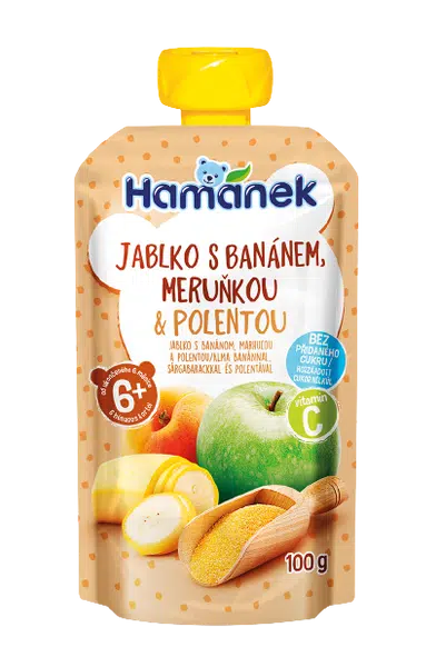 HAMÁNEK kapsička Jablko s banánem, meruňkou a polentou 100 g