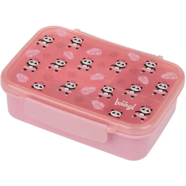 BAAGL PANDA Box na svačinu s přihrádkami, růžová, velikost