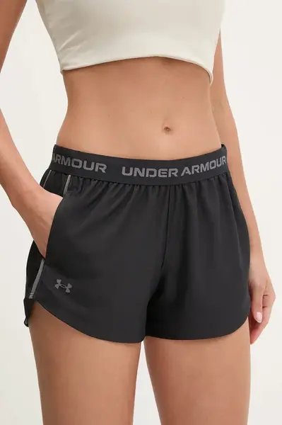 Tréninkové šortky Under Armour Tech Play černá barva, s aplikací, medium waist, 1389882