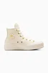 Kožené kecky Converse Chuck Taylor All Star Lift dámské, bílá barva, A12764C