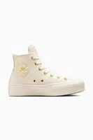 Kožené kecky Converse Chuck Taylor All Star Lift dámské, bílá barva, A12764C