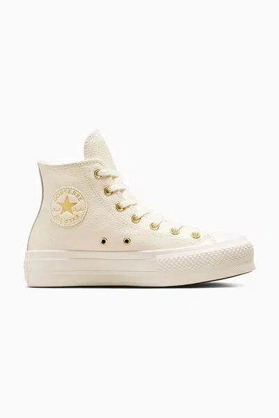 Kožené kecky Converse Chuck Taylor All Star Lift dámské, bílá barva, A12764C