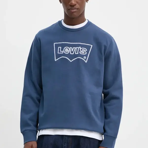 Mikina Levi's pánská, modrá barva, s potiskem