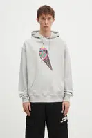 Bavlněná mikina ICECREAM Cone Man Popover Hood pánská, šedá barva, s kapucí, s potiskem, IC24487